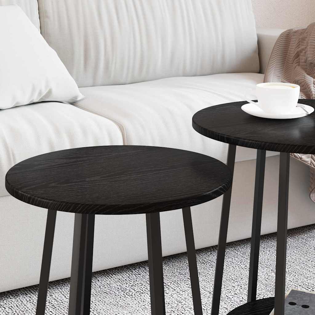 vidaXL Zestaw stolików bocznych z półką 2 pcs Czarny Dąb