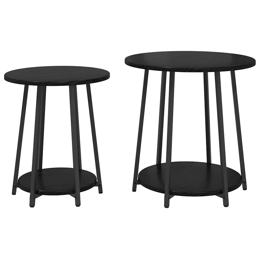 vidaXL Zestaw stolików bocznych z półką 2 pcs Czarny Dąb
