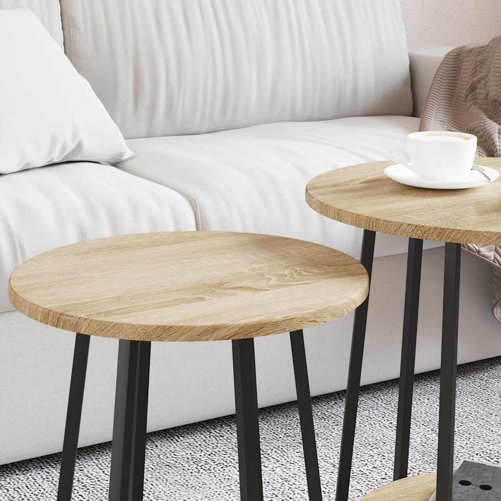 vidaXL Zestaw stolików bocznych z półką 2 pcs Dąb Sonoma i czarny