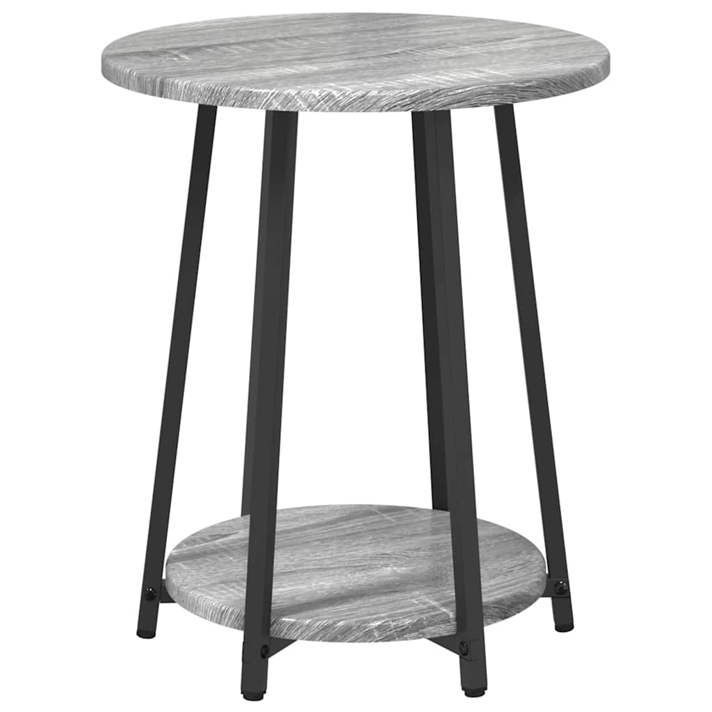 vidaXL Zestaw stolików bocznych z półką 2 pcs Szary Sonoma i czarny