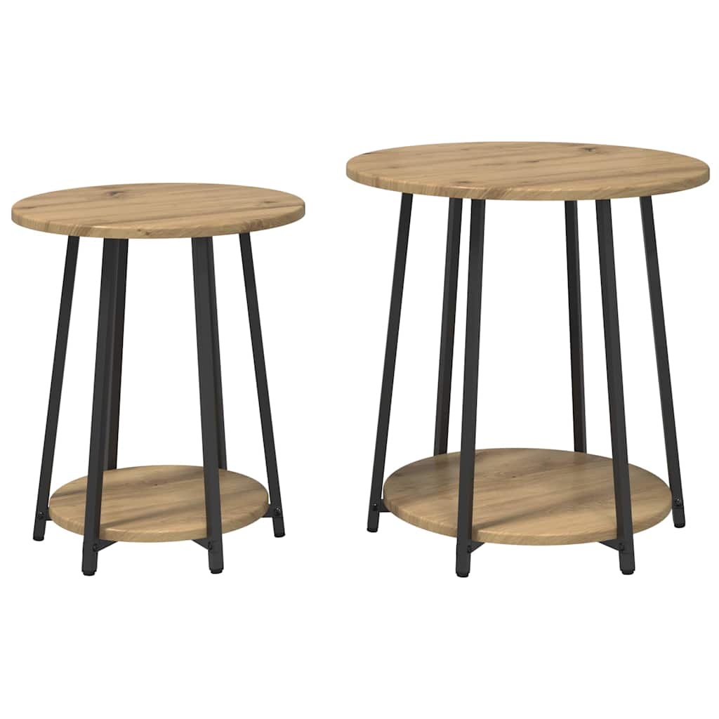 vidaXL Zestaw stolików bocznych 2 pcs Dąb rzemieślniczy i Czarny