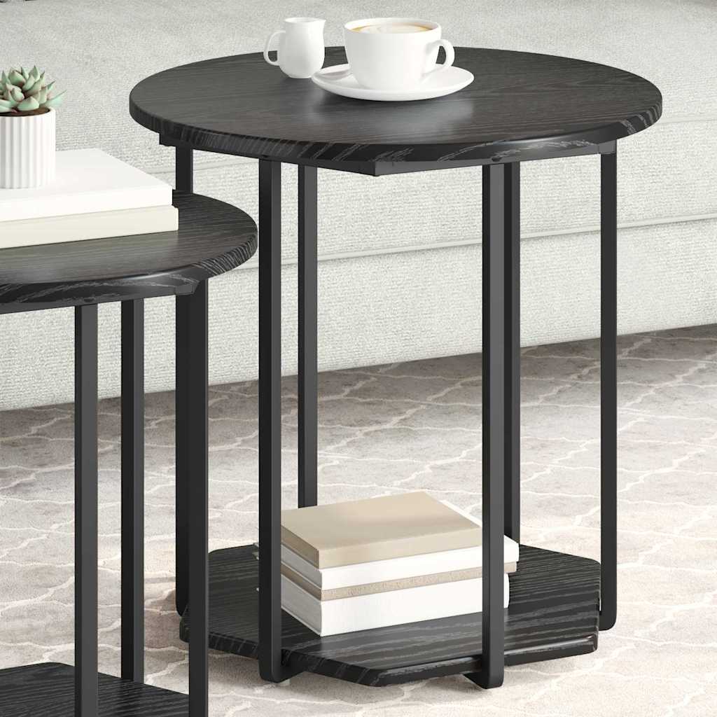 vidaXL Zestaw stolików bocznych z półką 2 pcs Czarny Dąb
