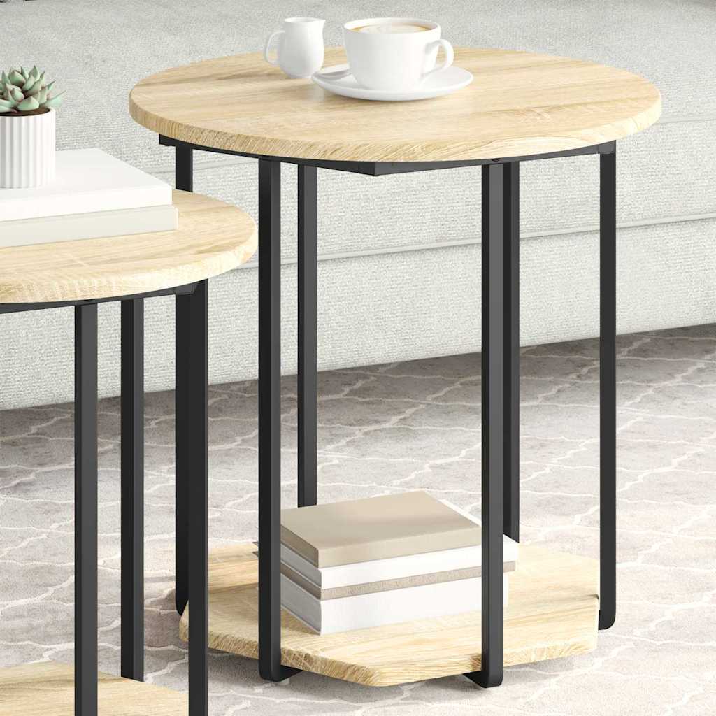 vidaXL Zestaw stolików bocznych z półką 2 pcs Brązowy