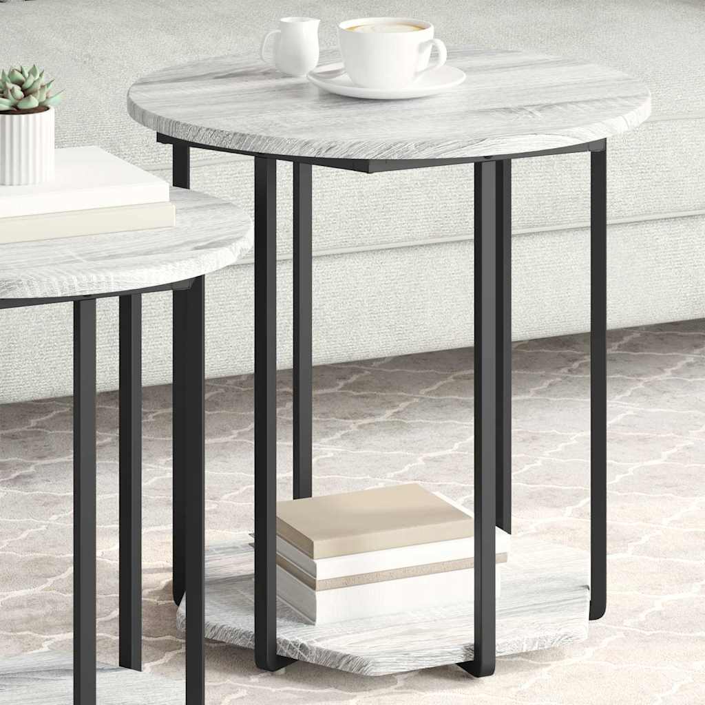 vidaXL Zestaw stolików bocznych z półką 2 pcs Szary