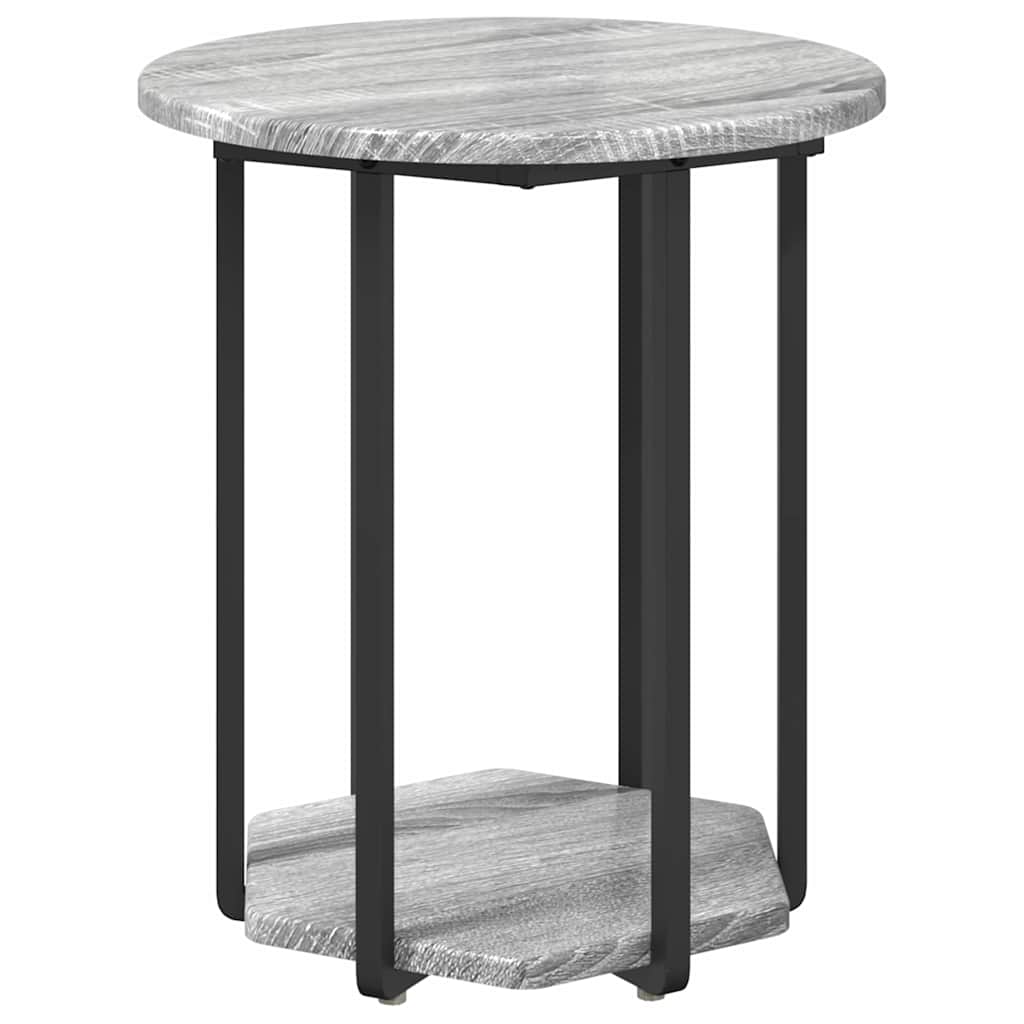 vidaXL Zestaw stolików bocznych z półką 2 pcs Szary