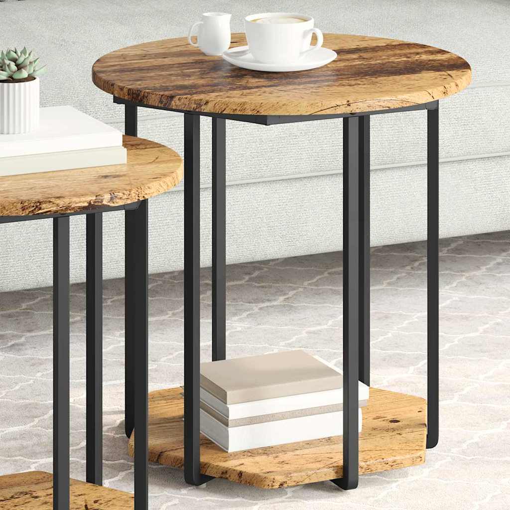 vidaXL Zestaw stolików bocznych z półką 2 pcs Brązowy
