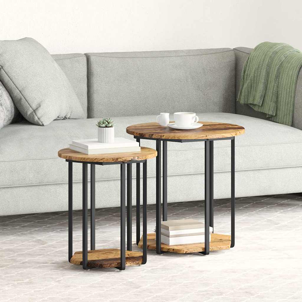 vidaXL Zestaw stolików bocznych z półką 2 pcs Brązowy