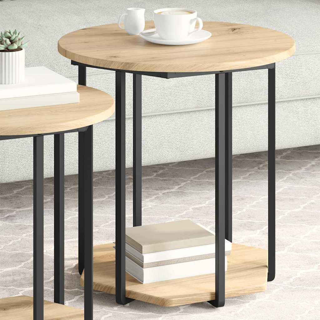 vidaXL Zestaw stolików bocznych z półką 2 pcs Brązowy