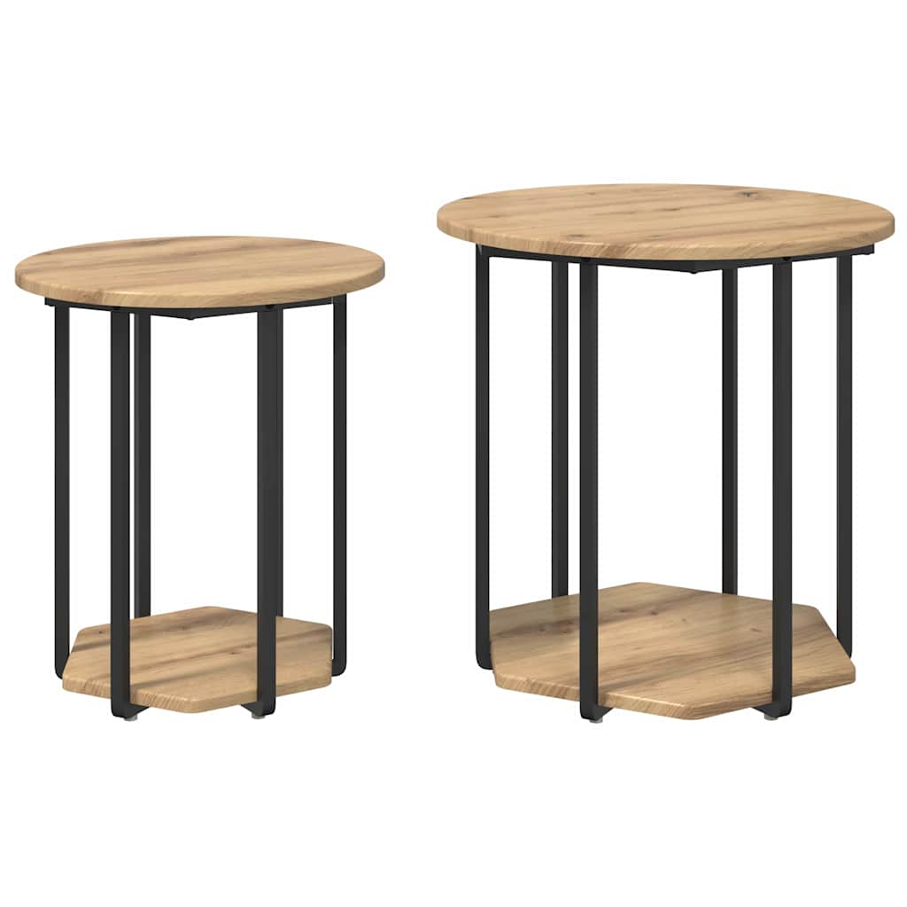 vidaXL Zestaw stolików bocznych z półką 2 pcs Brązowy