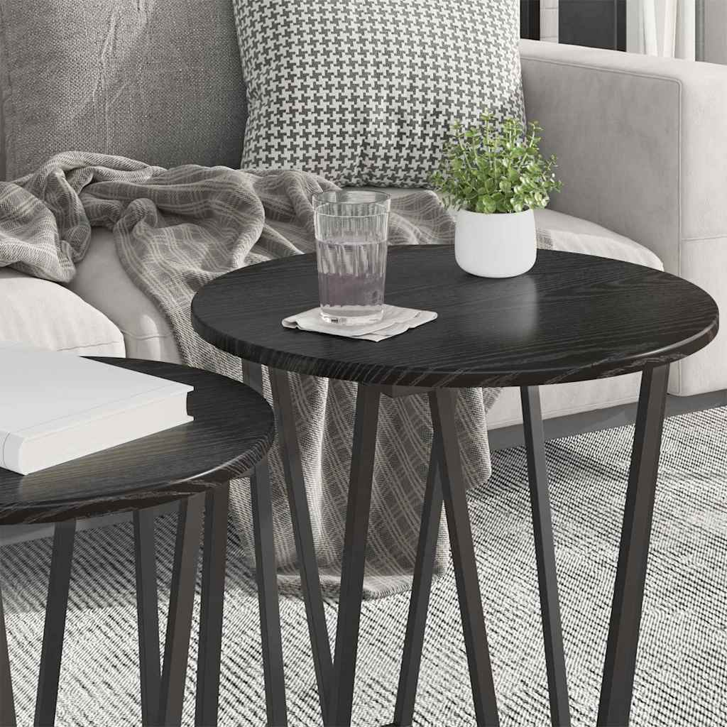vidaXL Zestaw stolików bocznych 2 pcs Czarny Dąb