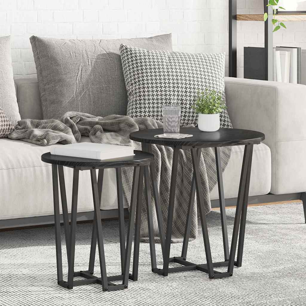 vidaXL Zestaw stolików bocznych 2 pcs Czarny Dąb