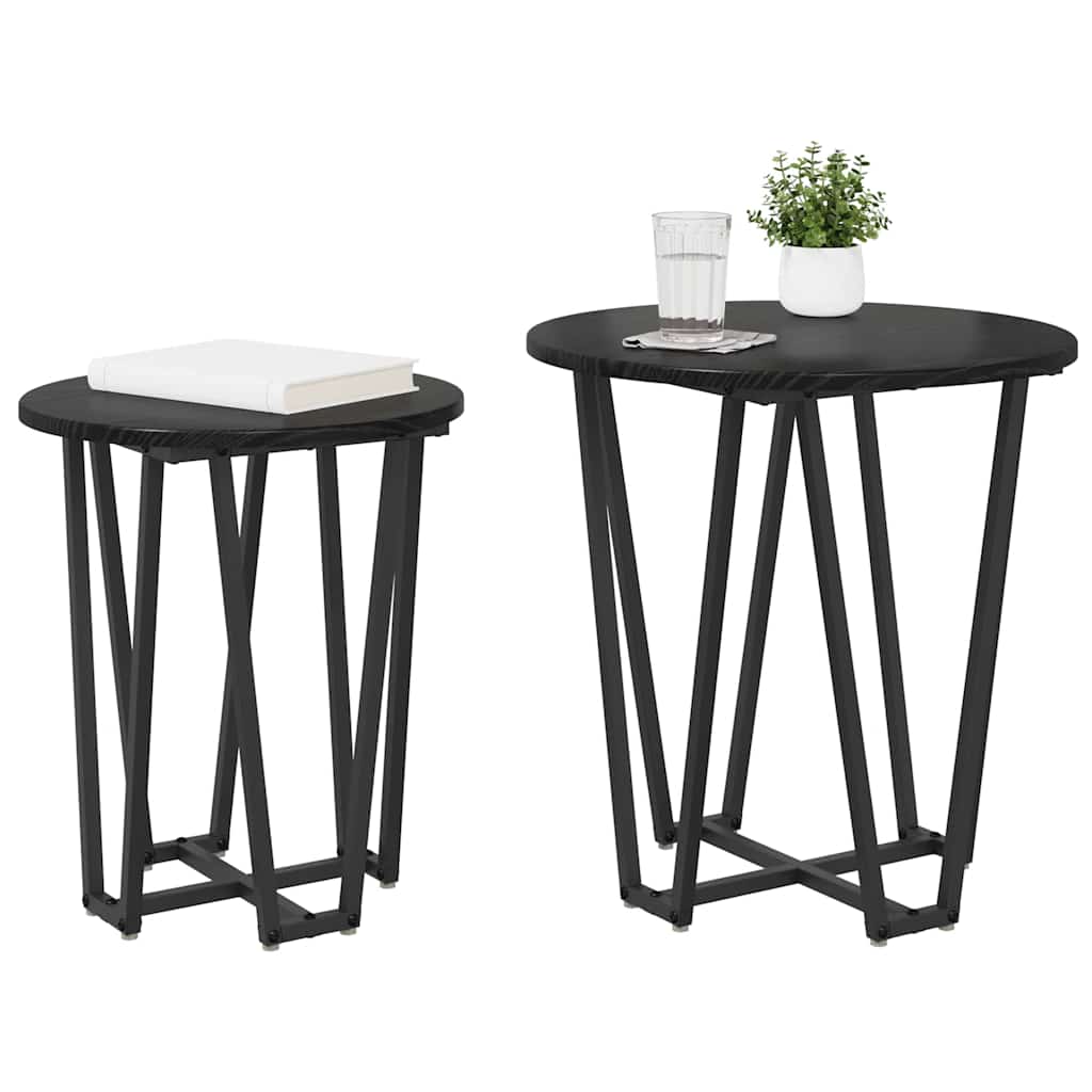 vidaXL Zestaw stolików bocznych 2 pcs Czarny Dąb