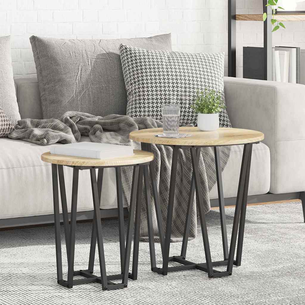 vidaXL Zestaw stolików bocznych 2 pcs Dąb Sonoma i czarny