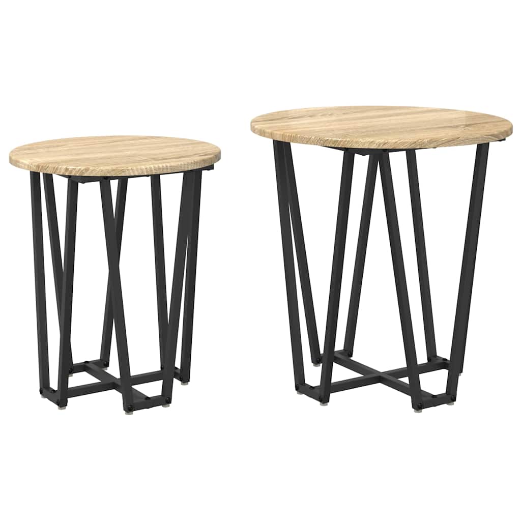vidaXL Zestaw stolików bocznych 2 pcs Dąb Sonoma i czarny