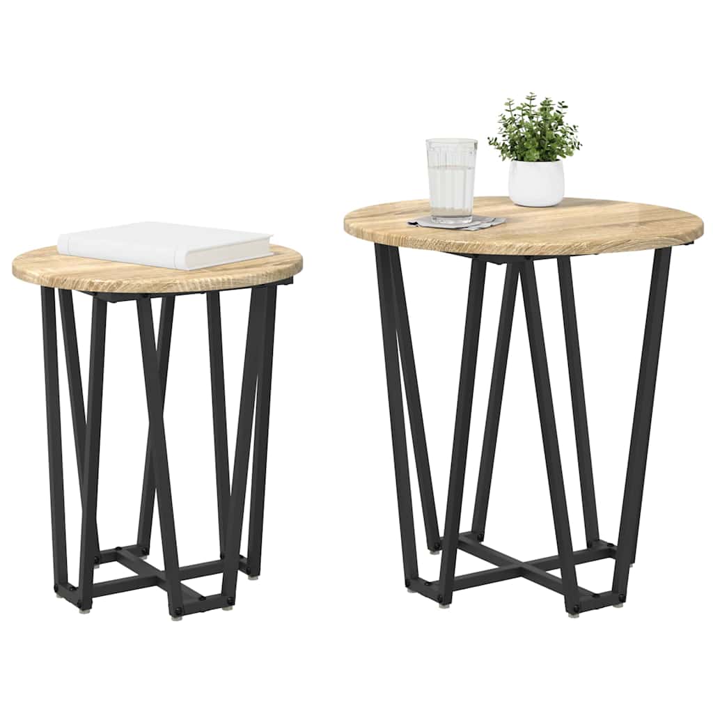 vidaXL Zestaw stolików bocznych 2 pcs Dąb Sonoma i czarny