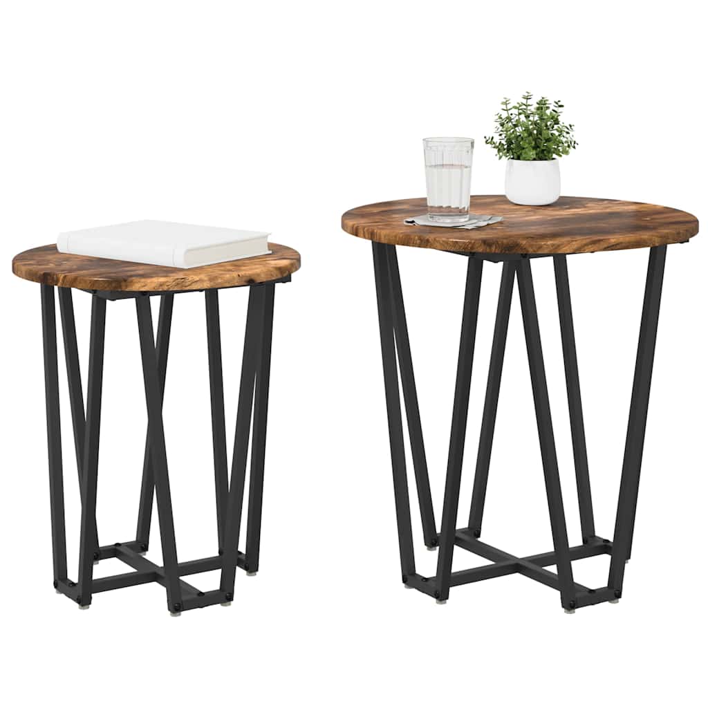 vidaXL Zestaw stolików bocznych 2 pcs Dymiony dąb i czarny