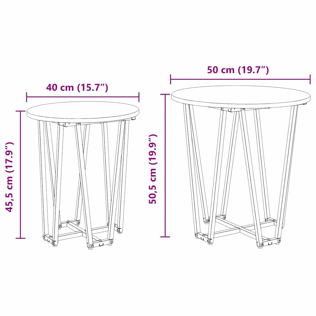 vidaXL Zestaw stolików bocznych 2 pcs Dymiony dąb i czarny