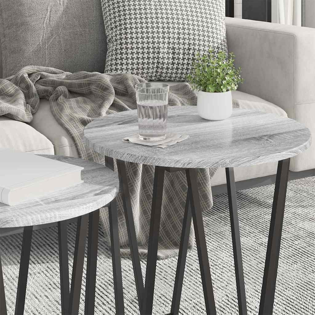 vidaXL Zestaw stolików bocznych 2 pcs Szary Sonoma i czarny