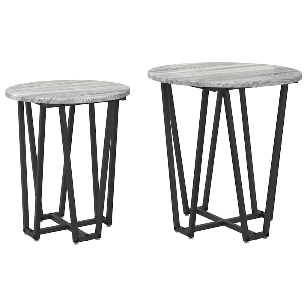 vidaXL Zestaw stolików bocznych 2 pcs Szary Sonoma i czarny