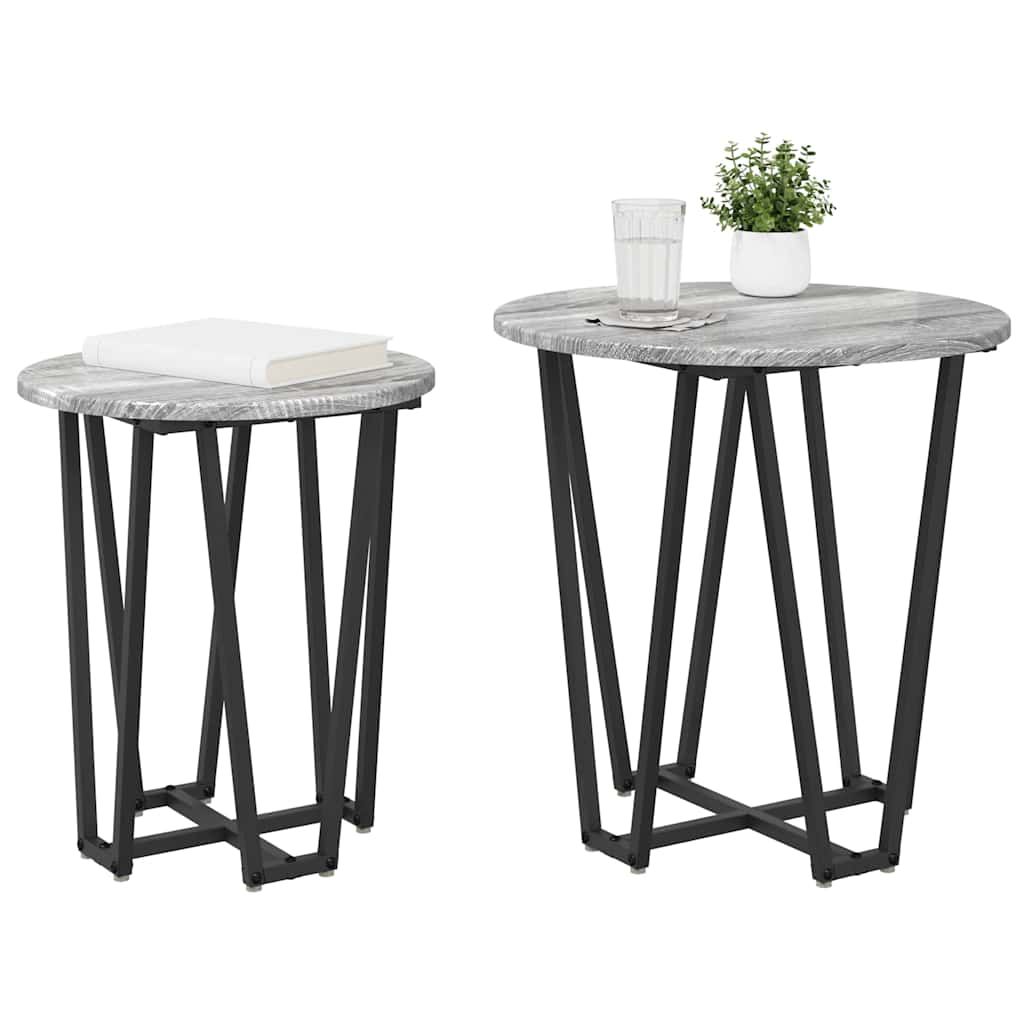 vidaXL Zestaw stolików bocznych 2 pcs Szary Sonoma i czarny