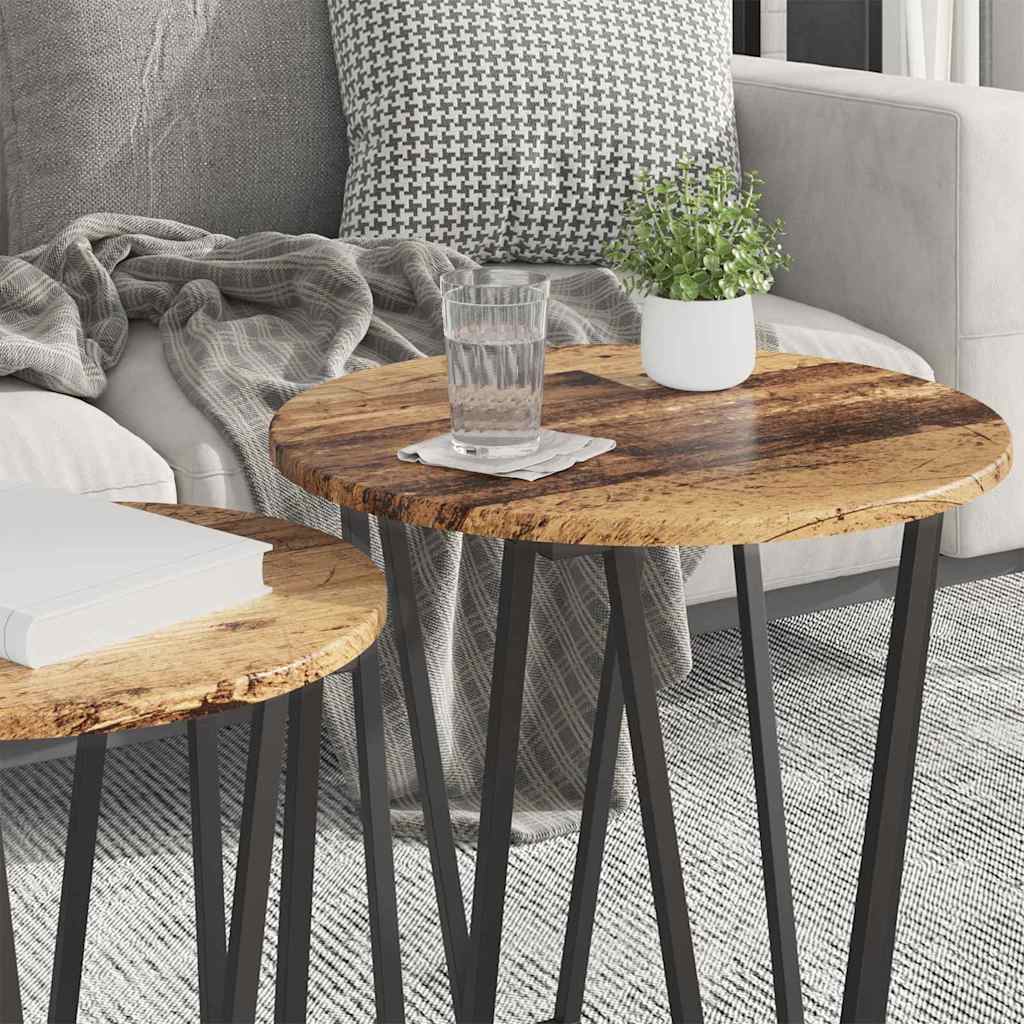vidaXL Zestaw stolików bocznych 2 pcs Stare drewno i czarny