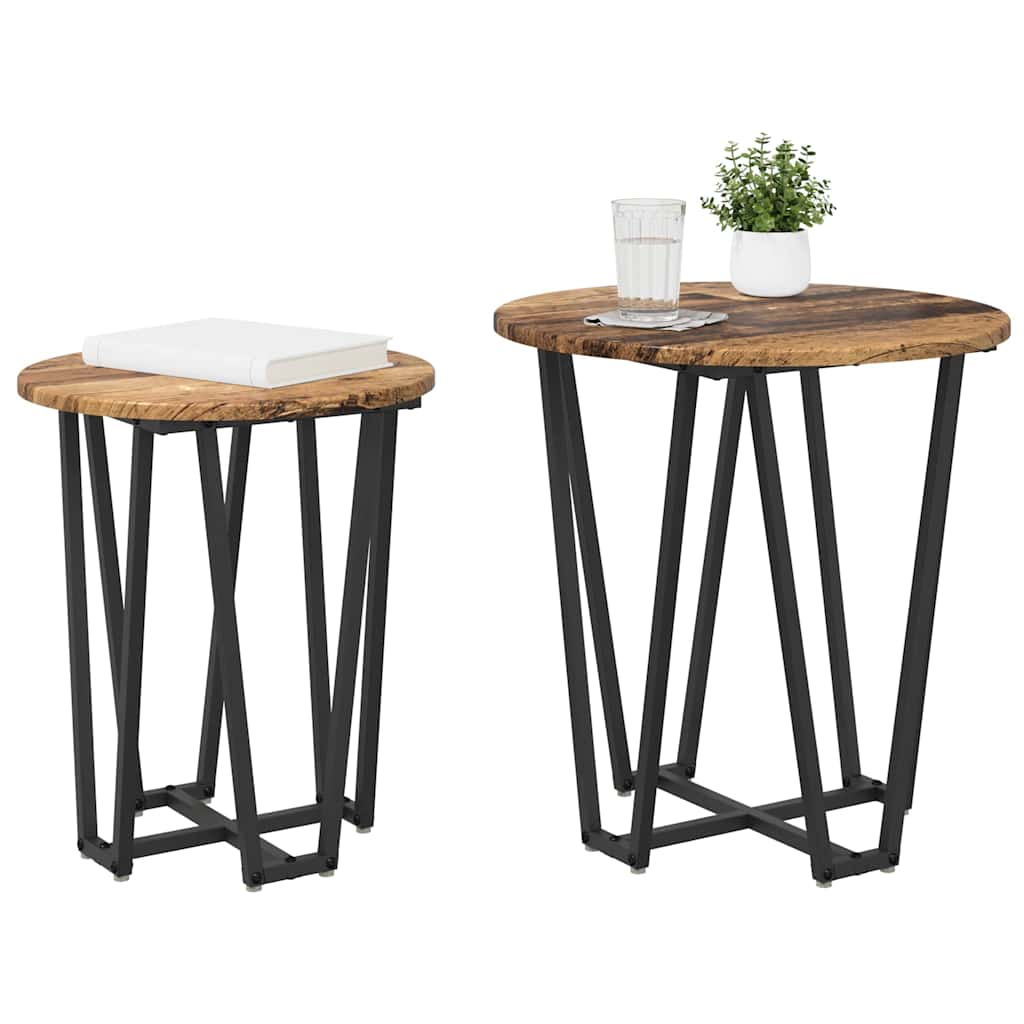vidaXL Zestaw stolików bocznych 2 pcs Stare drewno i czarny