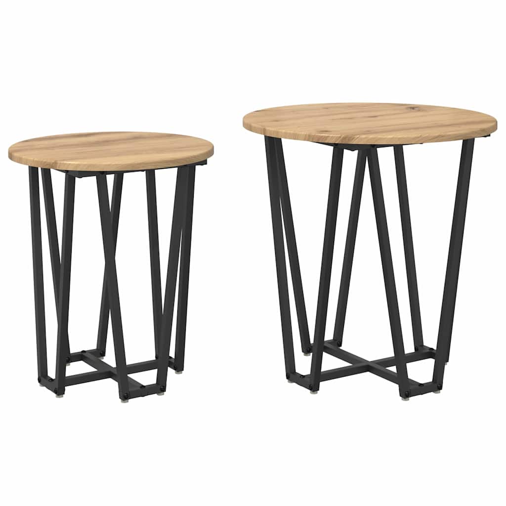 vidaXL Zestaw stolików bocznych 2 pcs Dąb rzemieślniczy i Czarny