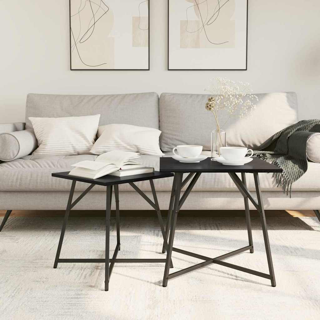 vidaXL Zestaw stolików bocznych 2 pcs Czarny Dąb