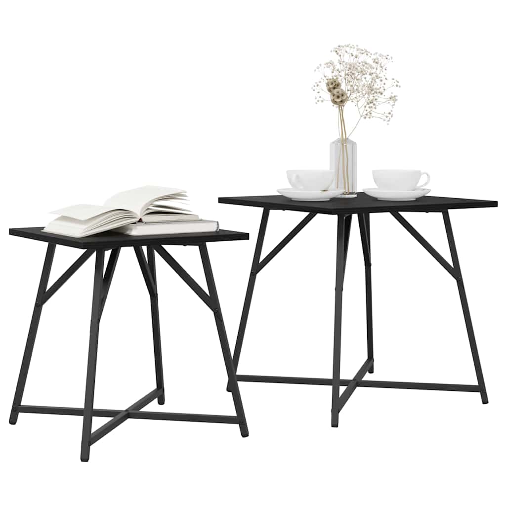 vidaXL Zestaw stolików bocznych 2 pcs Czarny Dąb