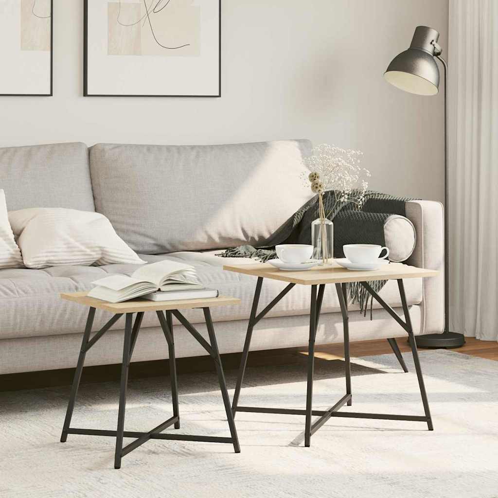 vidaXL Zestaw stolików bocznych 2 pcs Dąb Sonoma i czarny
