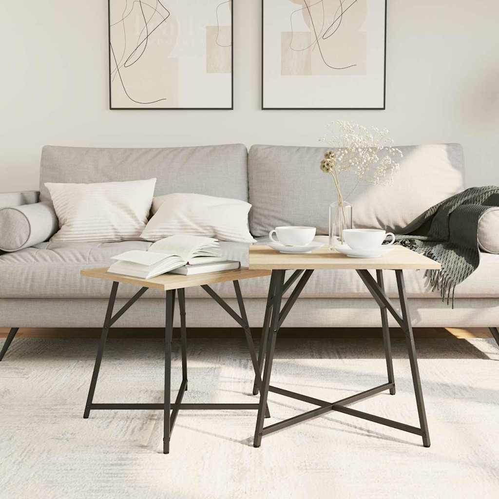vidaXL Zestaw stolików bocznych 2 pcs Dąb Sonoma i czarny