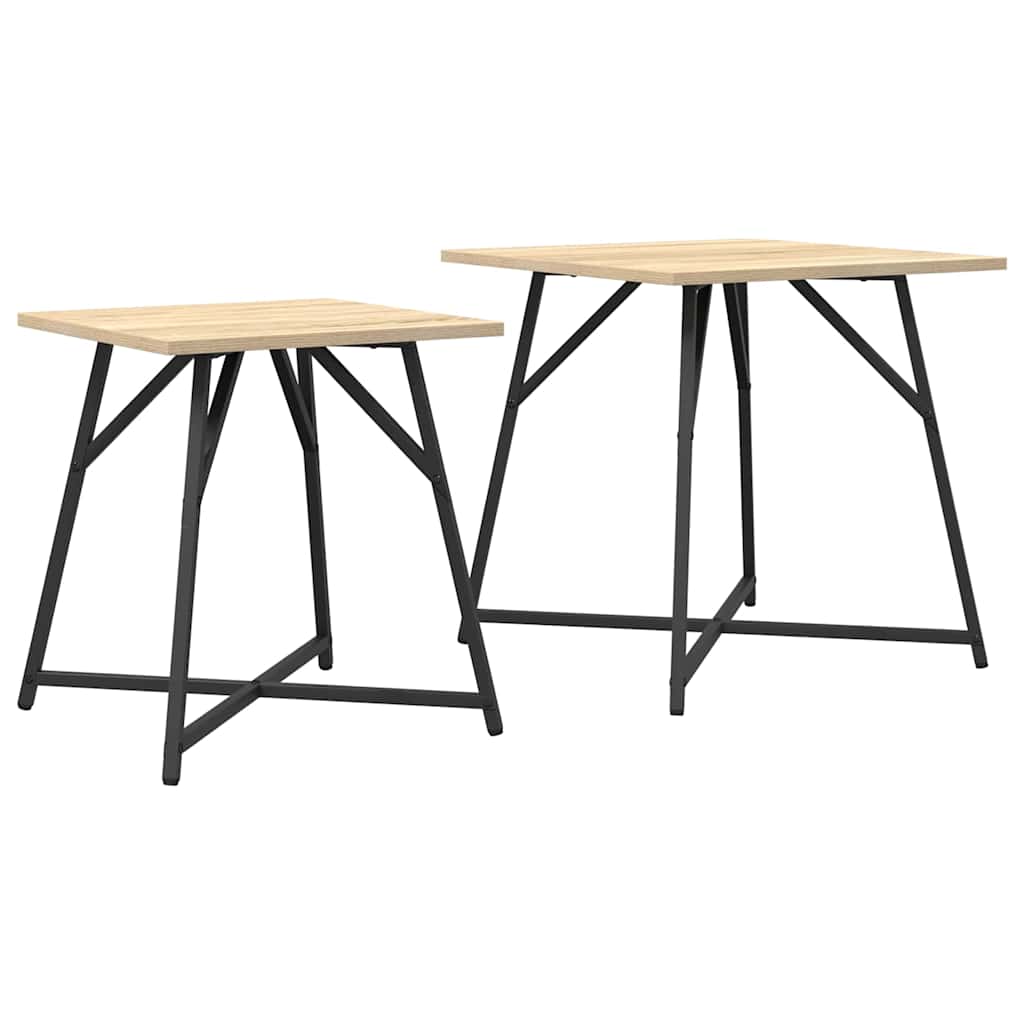 vidaXL Zestaw stolików bocznych 2 pcs Dąb Sonoma i czarny