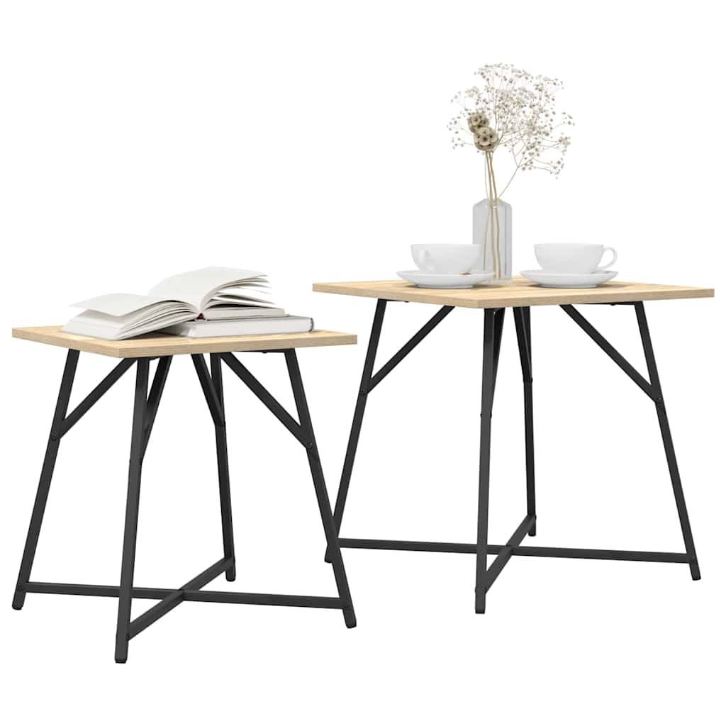 vidaXL Zestaw stolików bocznych 2 pcs Dąb Sonoma i czarny