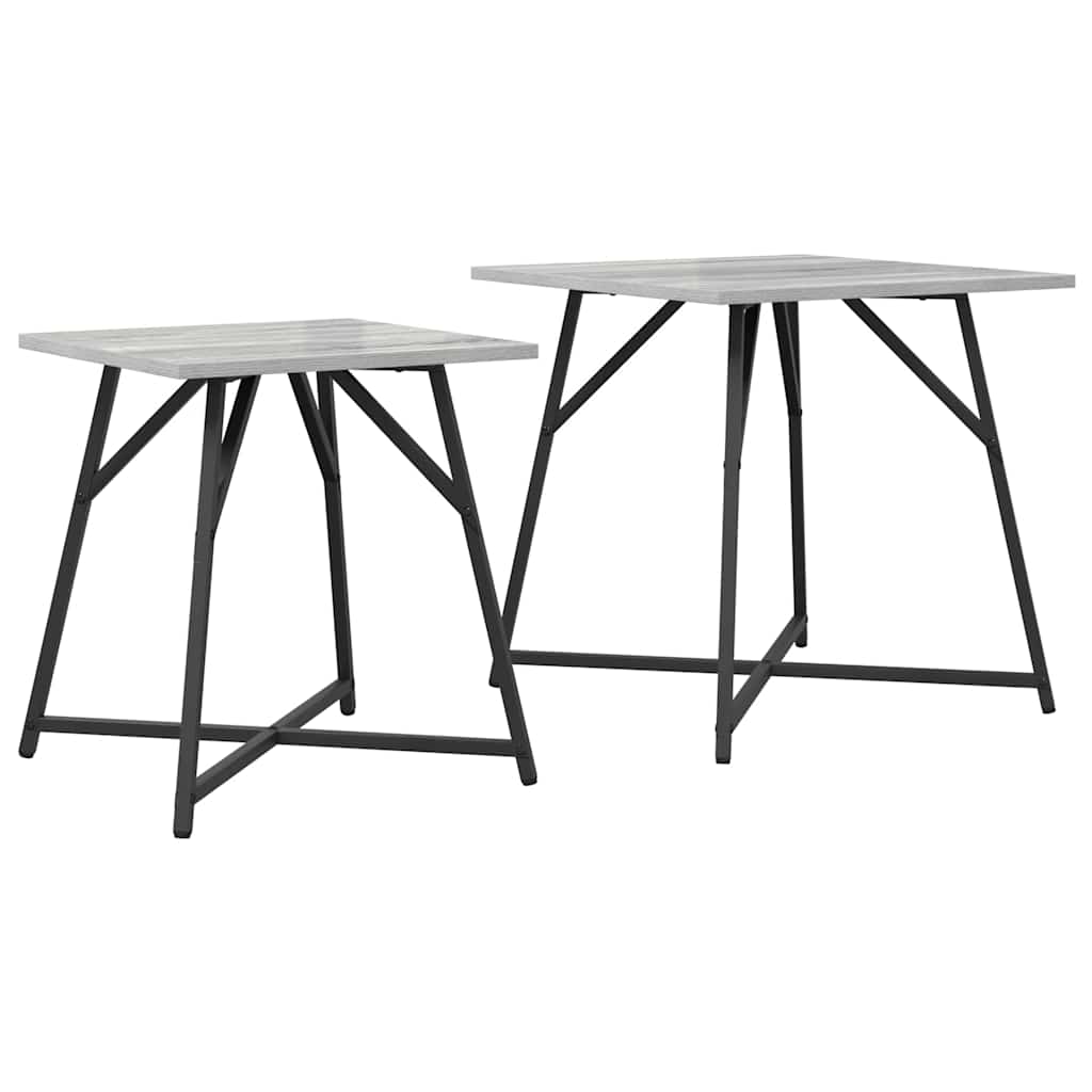 vidaXL Zestaw stolików bocznych 2 pcs Szary Sonoma i czarny