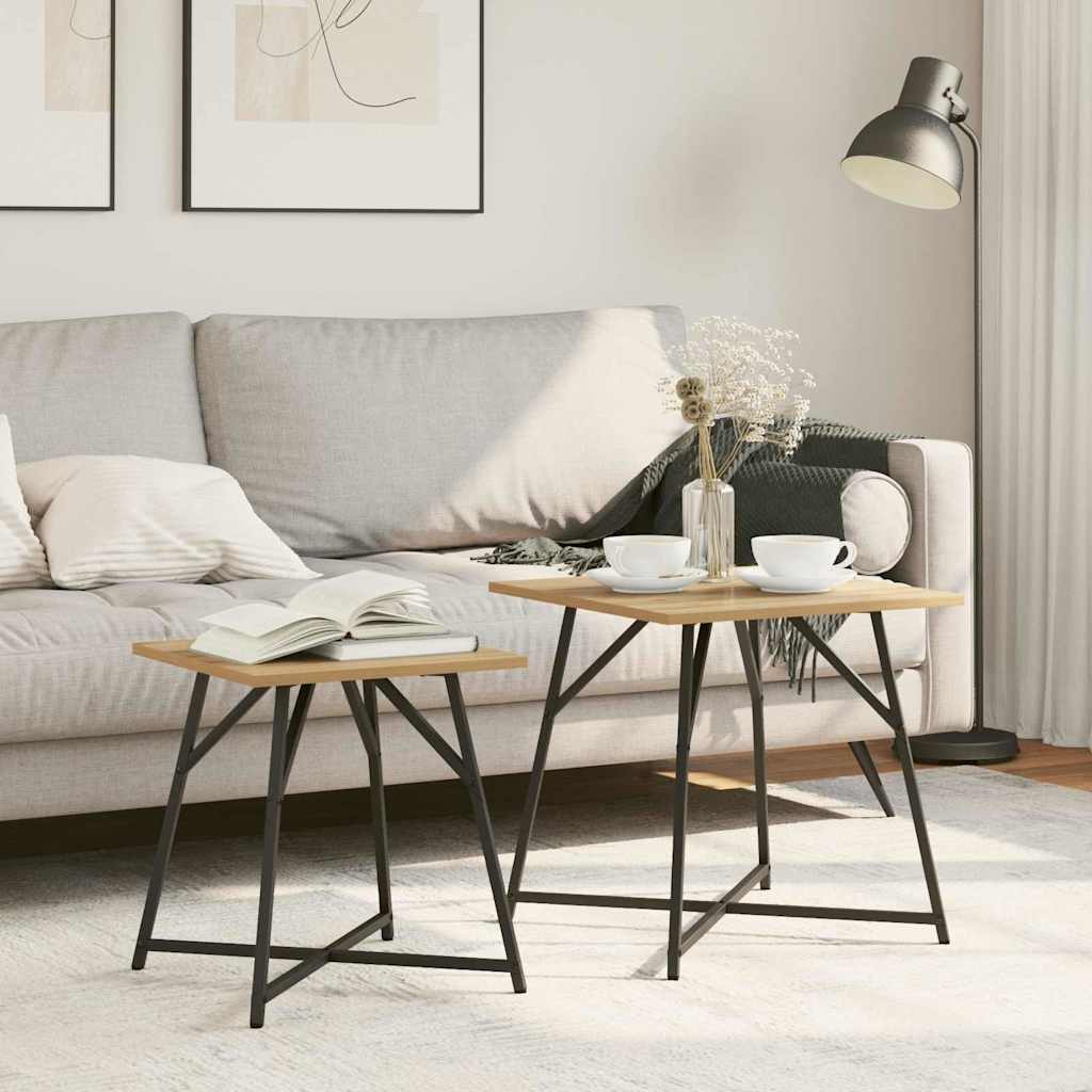vidaXL Zestaw stolików bocznych 2 pcs Dąb rzemieślniczy i Czarny