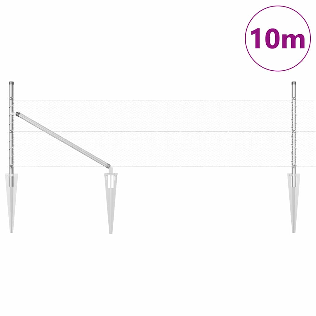 vidaXL Sześciokątne ogrodzenie z słupkiem 10 x 0,5 m Stal ocynkowana