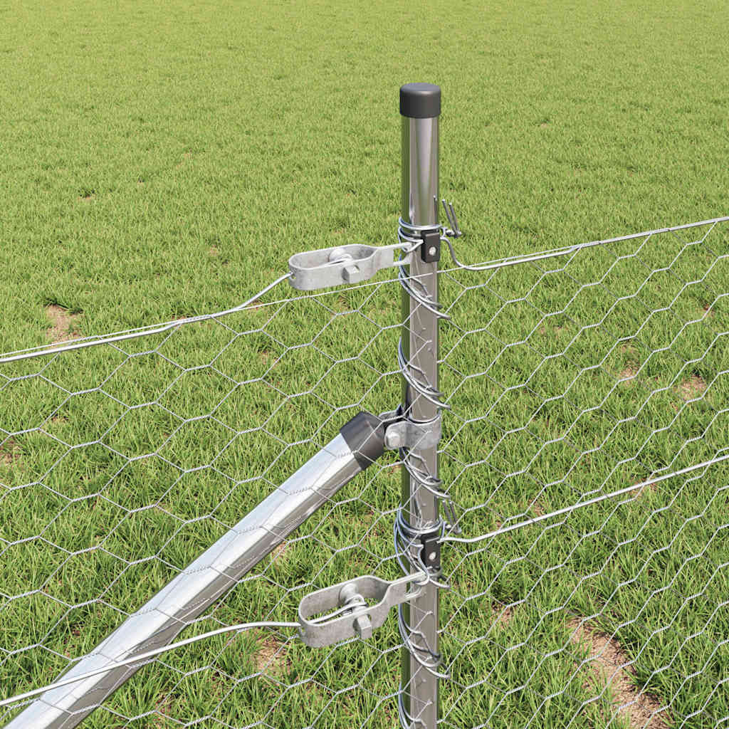 vidaXL Sześciokątne ogrodzenie z słupkiem 100 x 0,5 m Stal ocynkowana