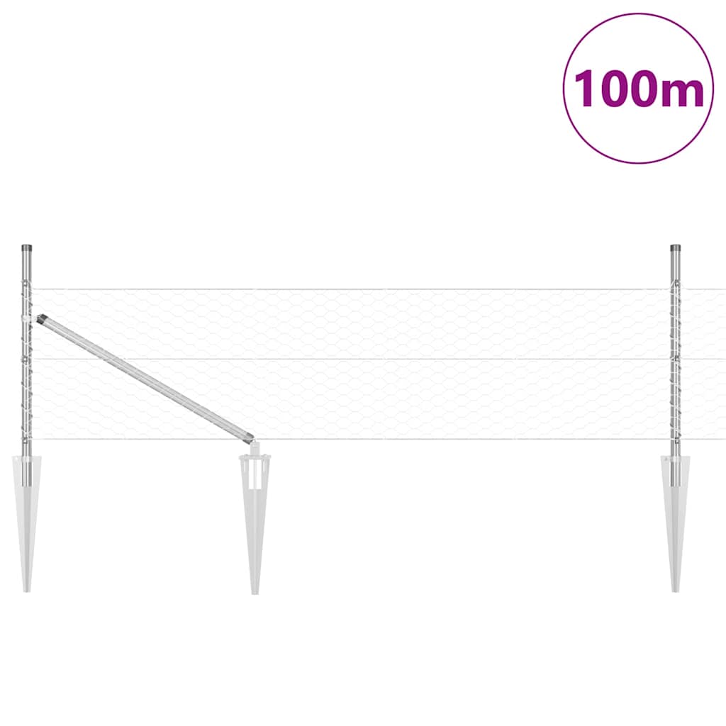 vidaXL Sześciokątne ogrodzenie z słupkiem 100 x 0,5 m Stal ocynkowana