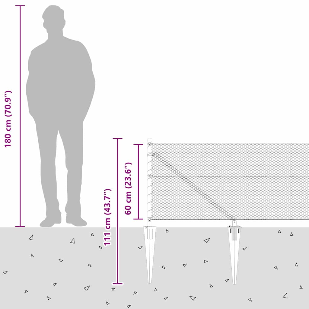 vidaXL Sześciokątne ogrodzenie z słupkiem 100 x 0,6 m Stal ocynkowana