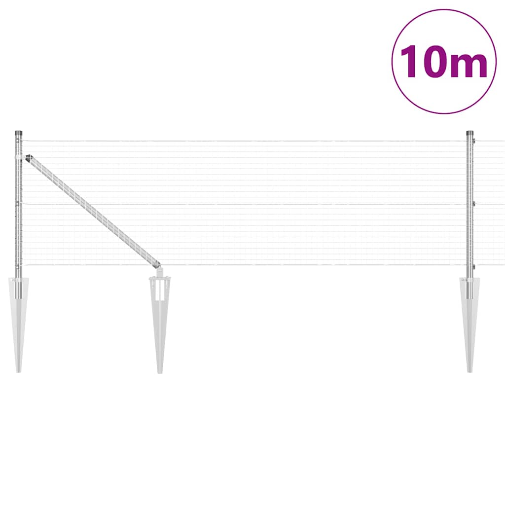 vidaXL Ogrodzenie z drutu spawanego z kolcami 10 x 0,4 m srebrny