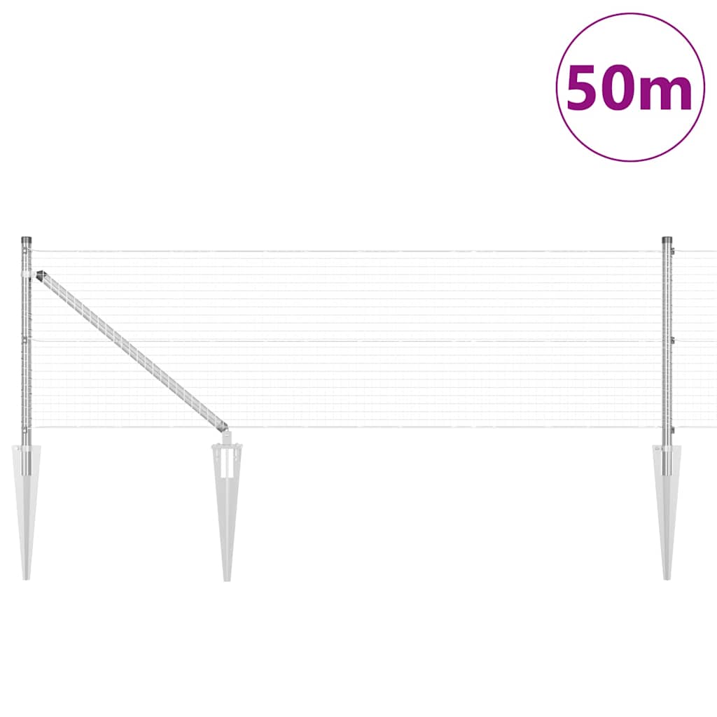 vidaXL Ogrodzenie z drutu spawanego z kolcami 50 x 0,5 m srebrny