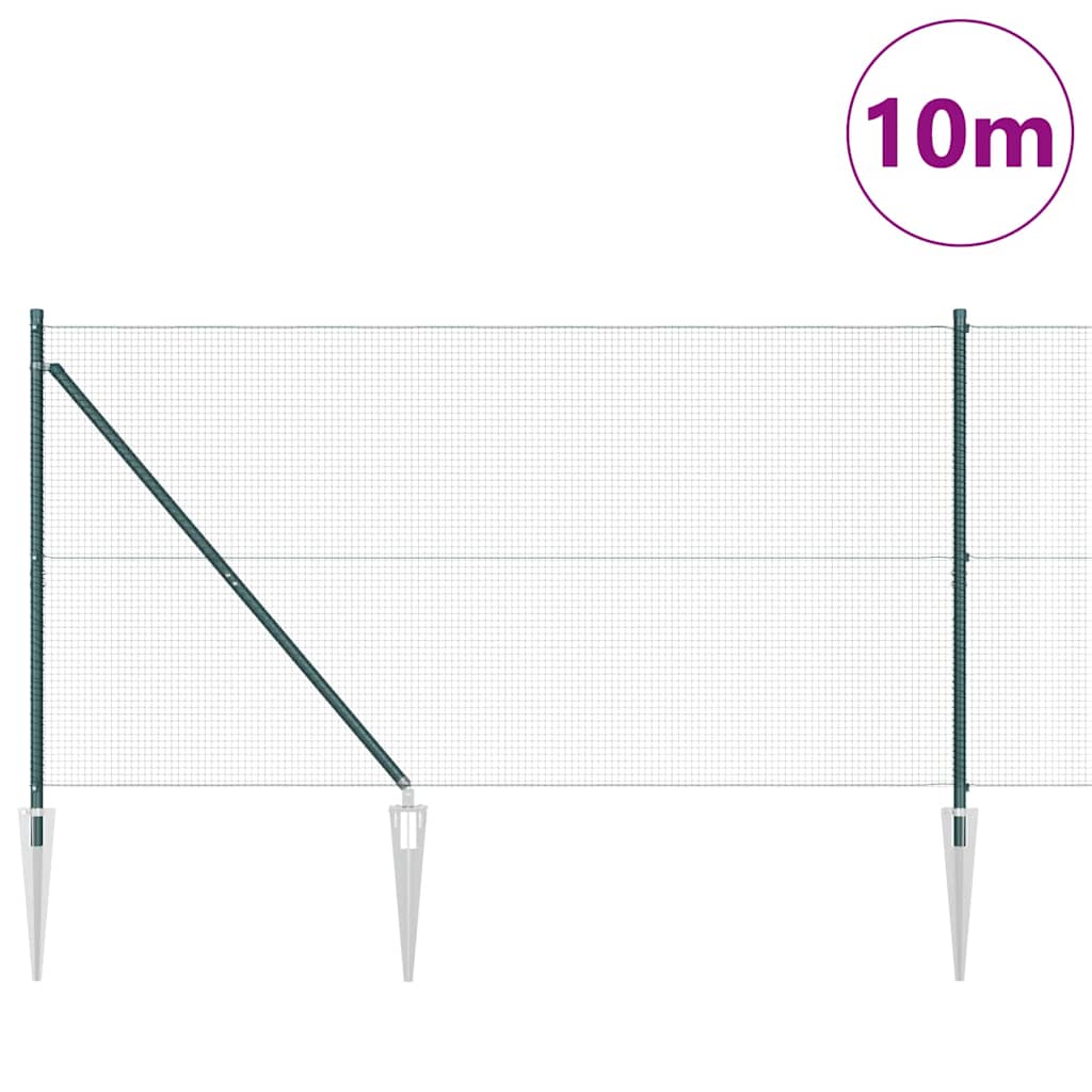 vidaXL Ogrodzenie z drutu spawanego z kolcami 10 x 1,2 m zielony