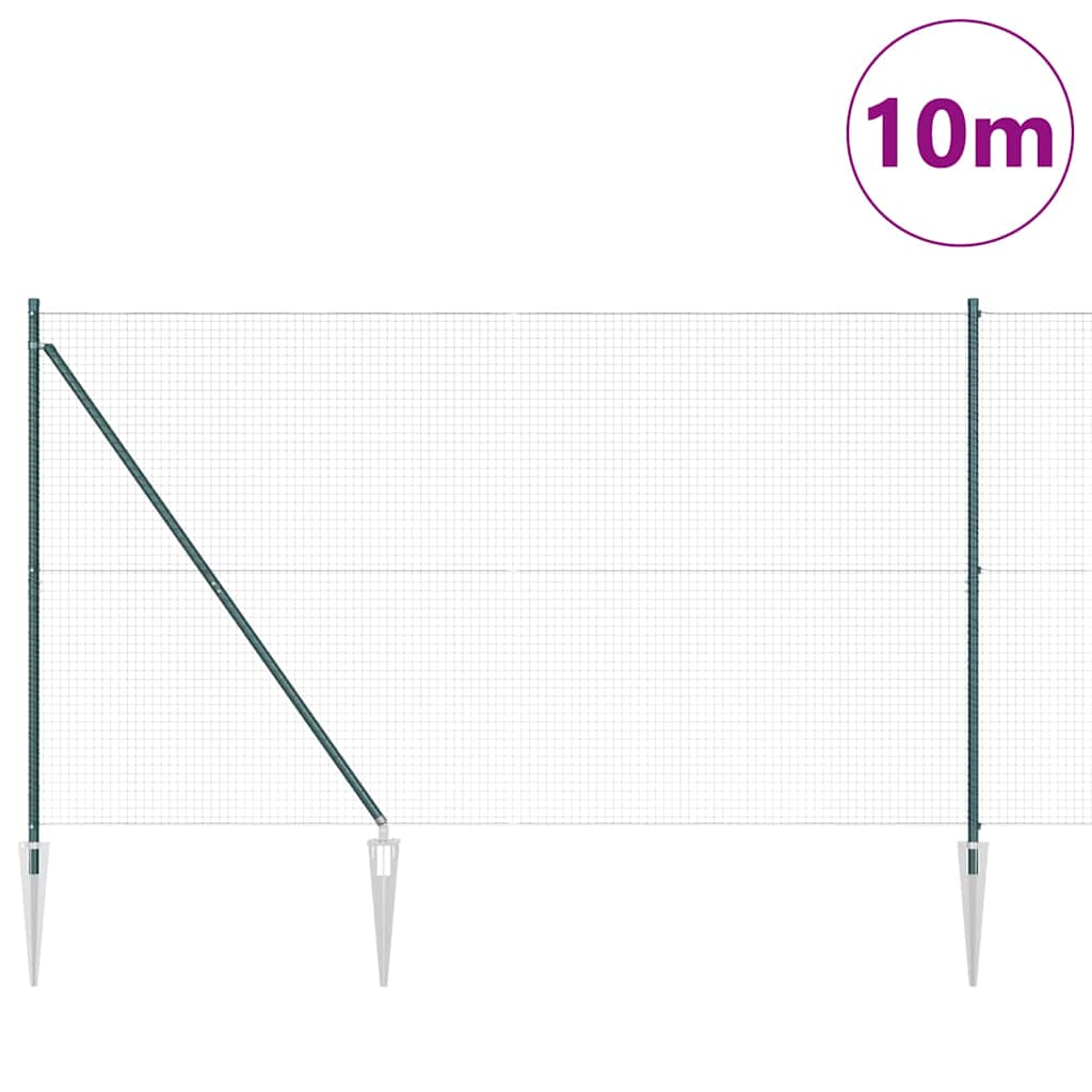 vidaXL Ogrodzenie z drutu spawanego z kolcami 10 x 1,6 m zielony