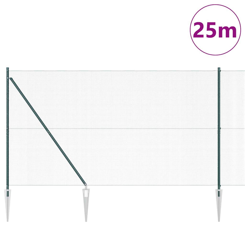 vidaXL Ogrodzenie z drutu spawanego z kolcami 25 x 1,6 m zielony