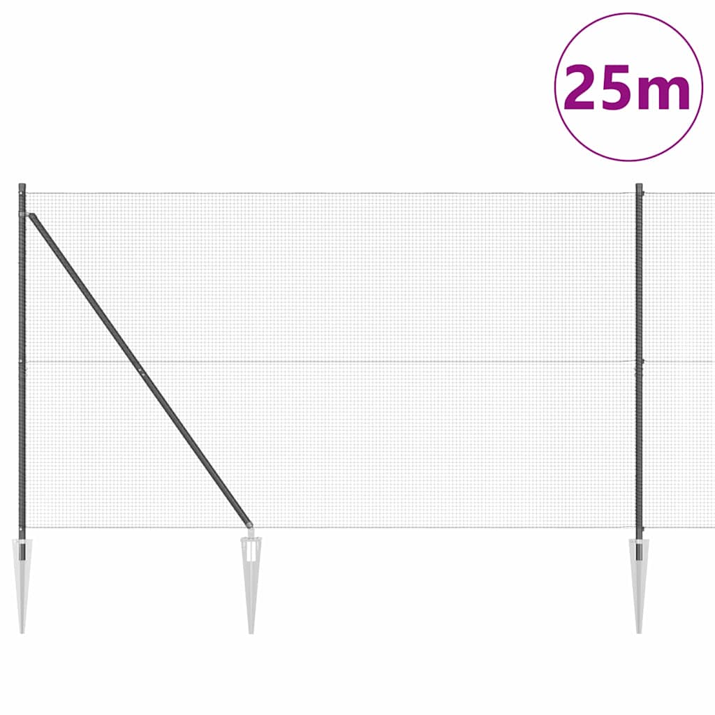 vidaXL Ogrodzenie z drutu spawanego z kolcami 25 x 1,5 m (S x W)