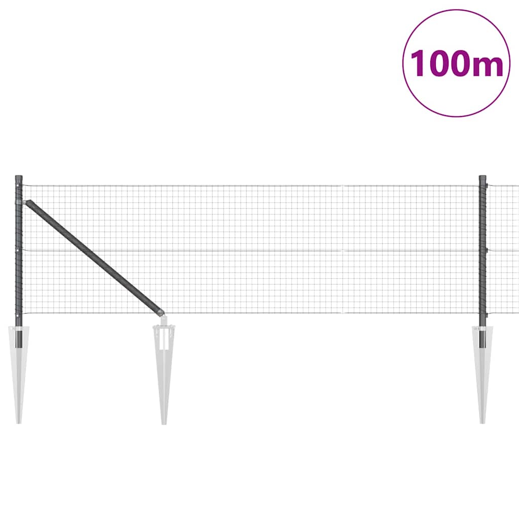 vidaXL Ogrodzenie z drutu spawanego z kolcami 100 x 0,5 m Szary Siatka