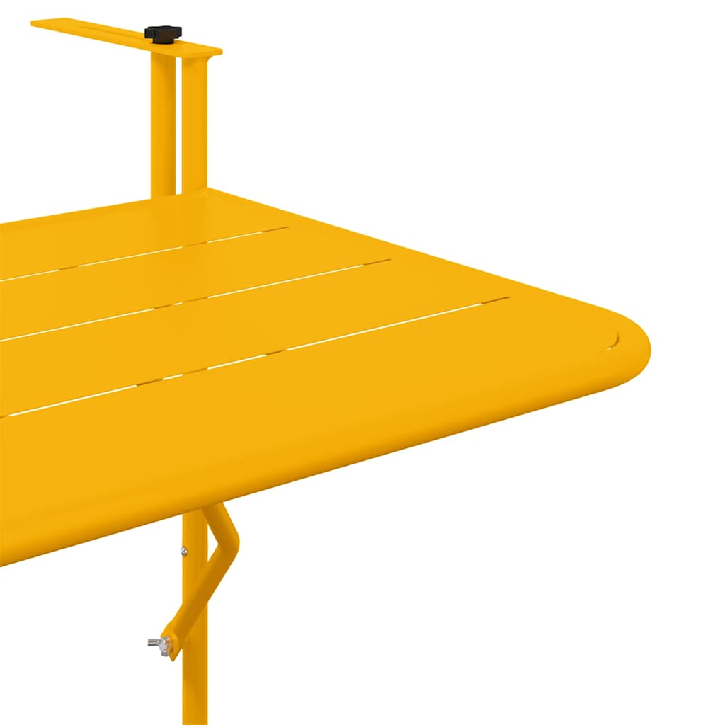 vidaXL Stół Wiszący na Balkon Żółty 60 x 39 x 65 cm Stal