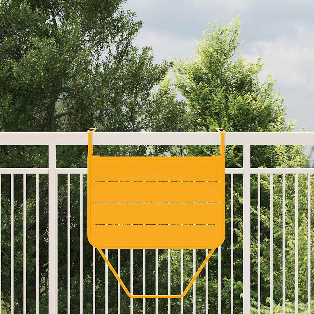 vidaXL Stół Wiszący na Balkon Żółty 60 x 39 x 65 cm Stal