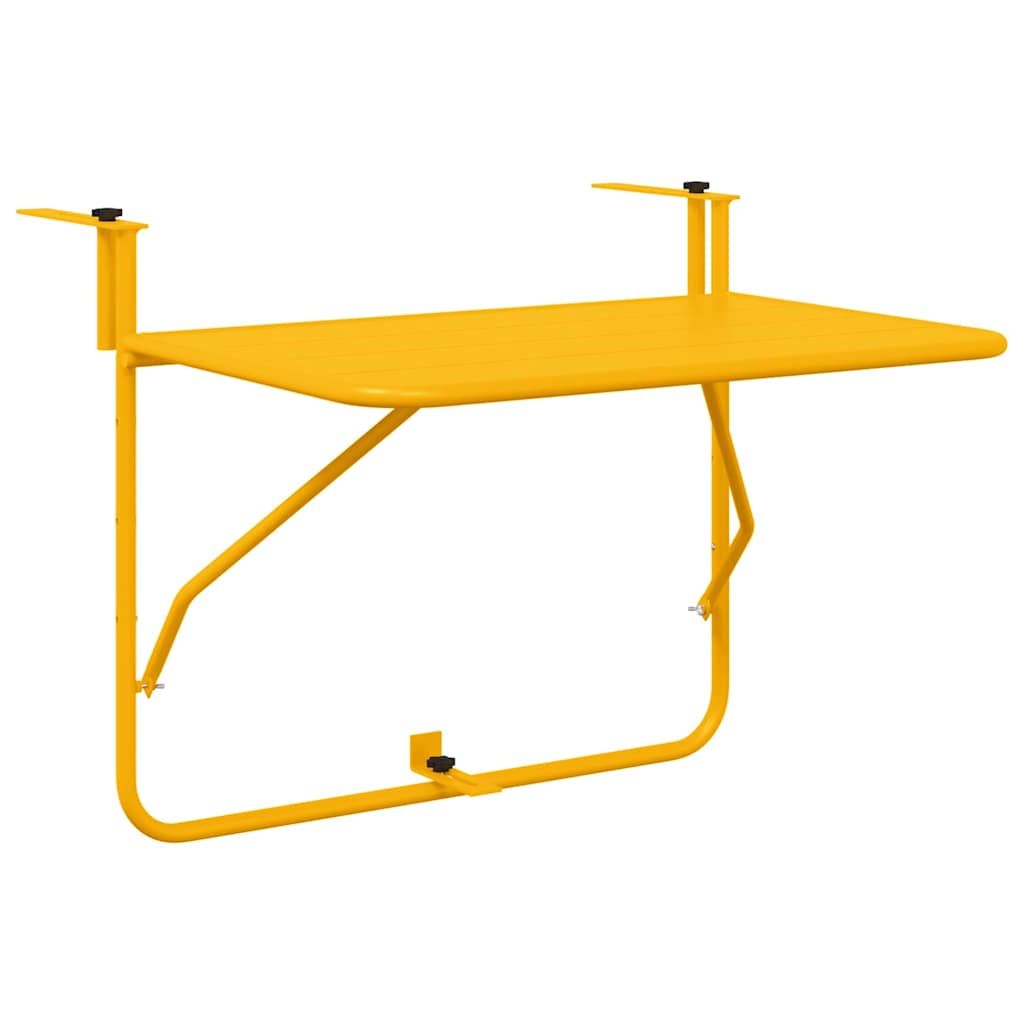 vidaXL Stół Wiszący na Balkon Żółty 60 x 39 x 65 cm Stal