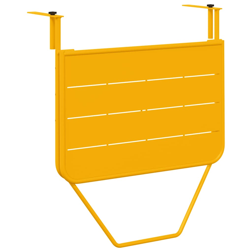 vidaXL Stół Wiszący na Balkon Żółty 60 x 39 x 65 cm Stal